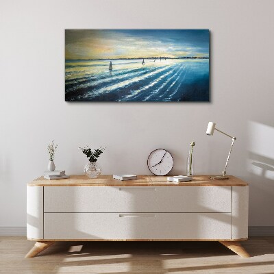 A quiet port at sunset Canvas print