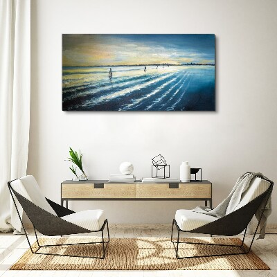 A quiet port at sunset Canvas print