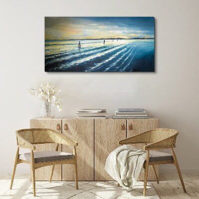 A quiet port at sunset Canvas print