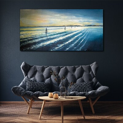 A quiet port at sunset Canvas print