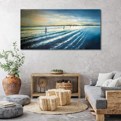 A quiet port at sunset Canvas print