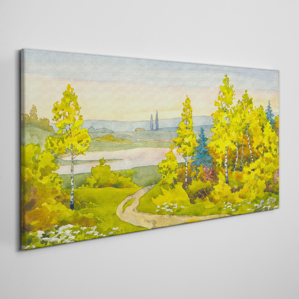 Spring landscape with trees Canvas print