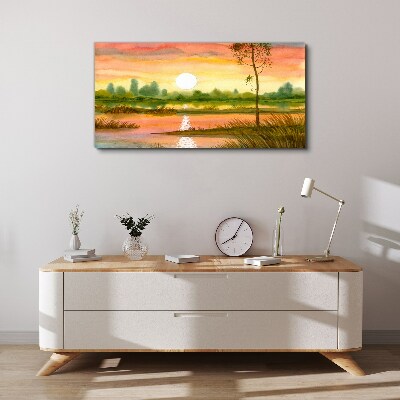 Watercolors tree sunset Canvas print