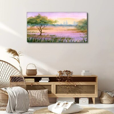 Morning landscape with a tree Canvas print