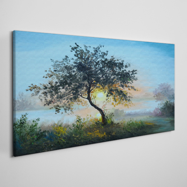 Sunset over the lake Canvas print