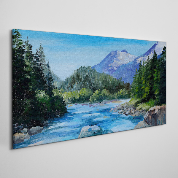 Mountain landscape with a river Canvas print