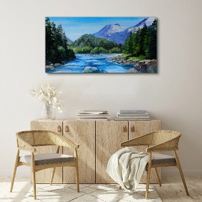 Mountain landscape with a river Canvas print