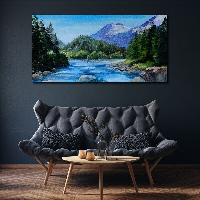 Mountain landscape with a river Canvas print