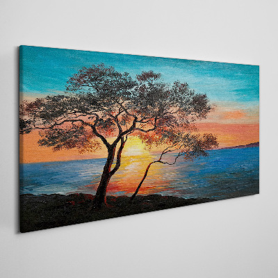 Sunset over the lake Canvas print