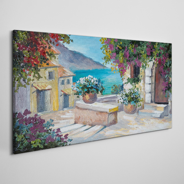 A seaside town in flowers Canvas print