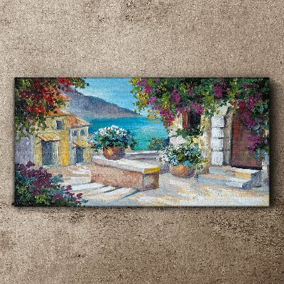 A seaside town in flowers Canvas print