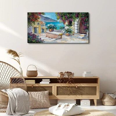 A seaside town in flowers Canvas print