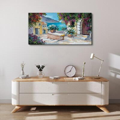 A seaside town in flowers Canvas print