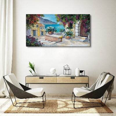 A seaside town in flowers Canvas print