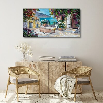 A seaside town in flowers Canvas print