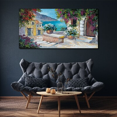 A seaside town in flowers Canvas print