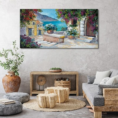 A seaside town in flowers Canvas print
