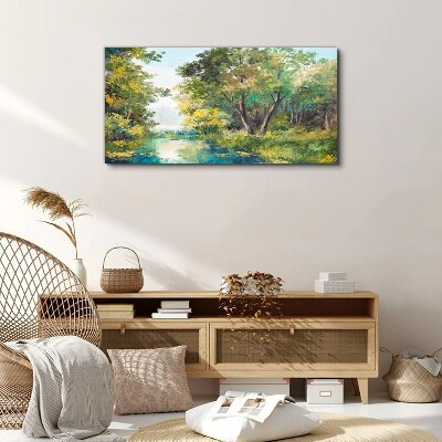 A peaceful forest landscape by the water Canvas print