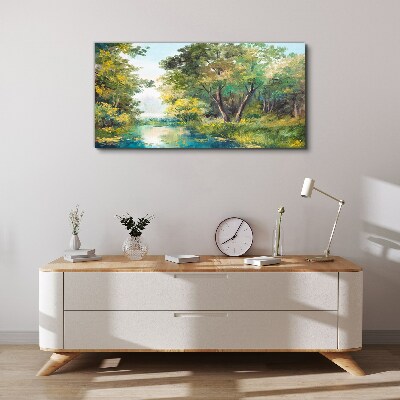 A peaceful forest landscape by the water Canvas print