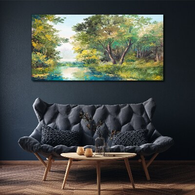 A peaceful forest landscape by the water Canvas print