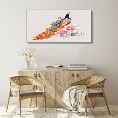 Peacocks among flowers Canvas Wall art
