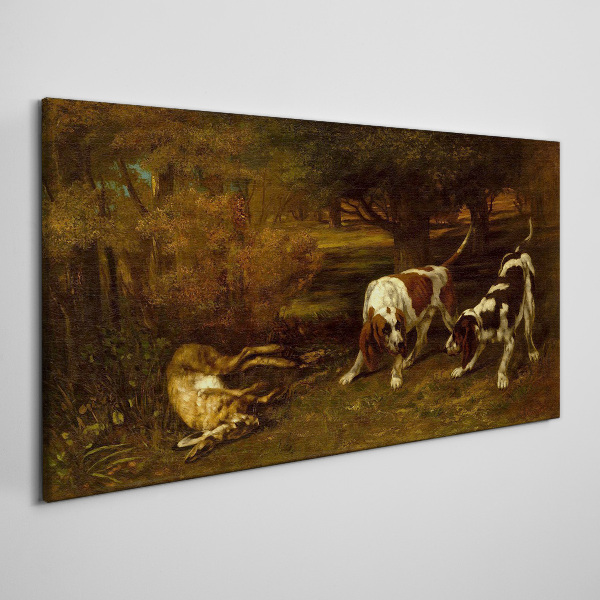 Dogs in the forest Canvas Wall art