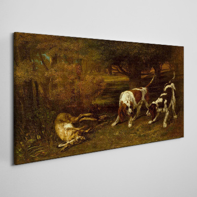 Dogs in the forest Canvas Wall art