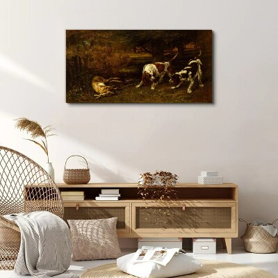 Dogs in the forest Canvas Wall art