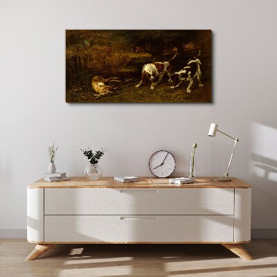 Dogs in the forest Canvas Wall art