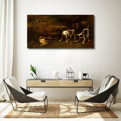 Dogs in the forest Canvas Wall art