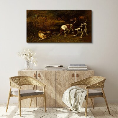 Dogs in the forest Canvas Wall art