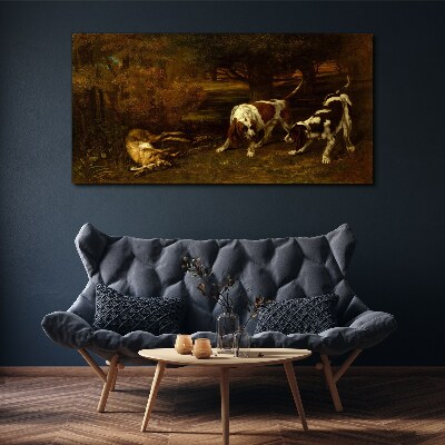 Dogs in the forest Canvas Wall art