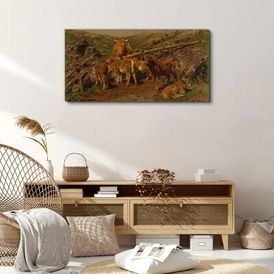 Pastoral landscape with cattle Canvas Wall art