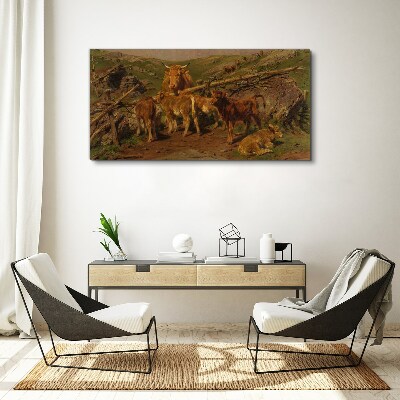 Pastoral landscape with cattle Canvas Wall art