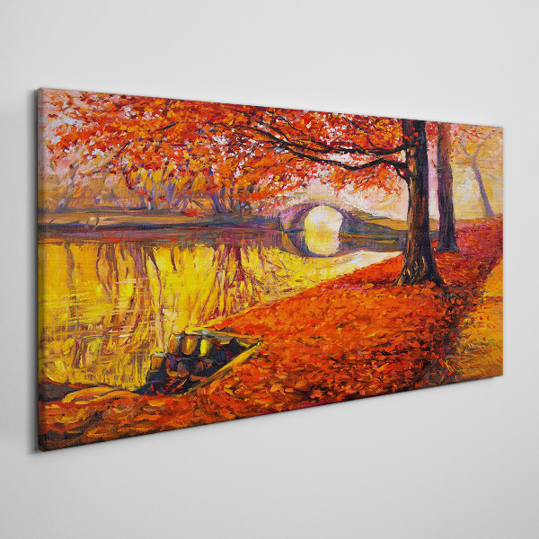 Golden autumn on the river Canvas print