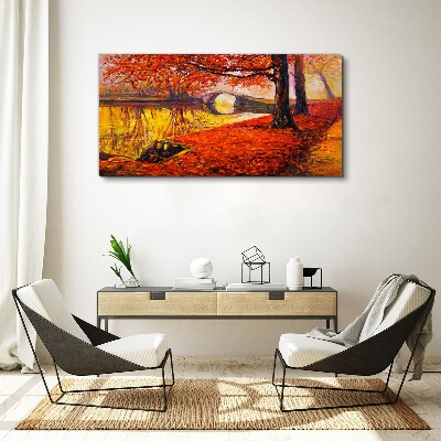 Golden autumn on the river Canvas print