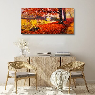 Golden autumn on the river Canvas print