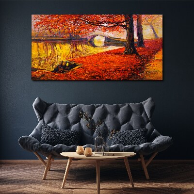 Golden autumn on the river Canvas print