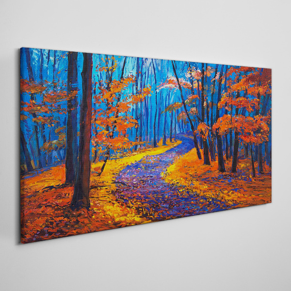 Autumn avenue in the colors of the sunset Canvas print