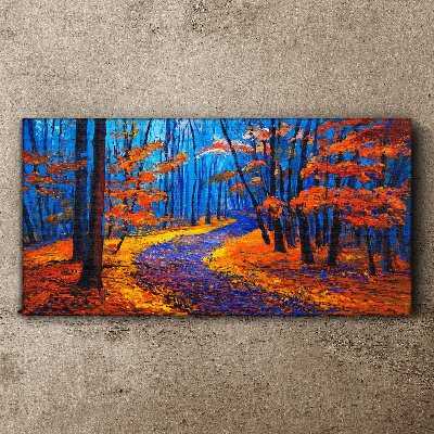 Autumn avenue in the colors of the sunset Canvas print
