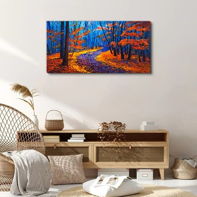 Autumn avenue in the colors of the sunset Canvas print