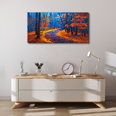 Autumn avenue in the colors of the sunset Canvas print