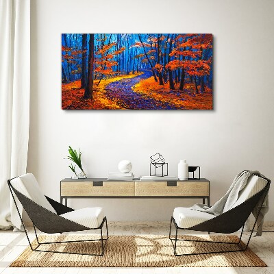 Autumn avenue in the colors of the sunset Canvas print