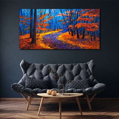 Autumn avenue in the colors of the sunset Canvas print