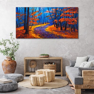 Autumn avenue in the colors of the sunset Canvas print