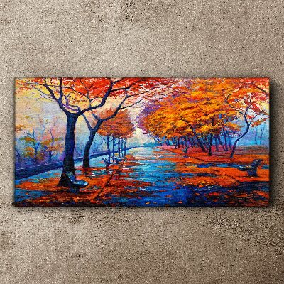 Park autumn trees Canvas print