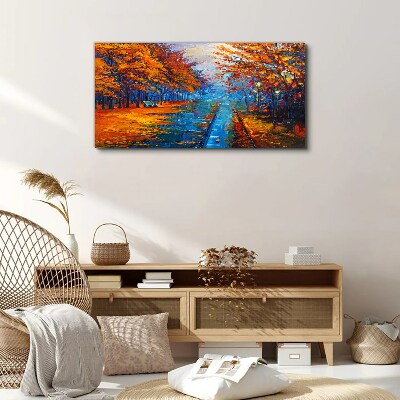 Golden autumn over the calm water Canvas print