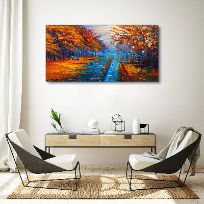 Golden autumn over the calm water Canvas print