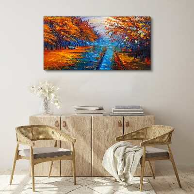 Golden autumn over the calm water Canvas print
