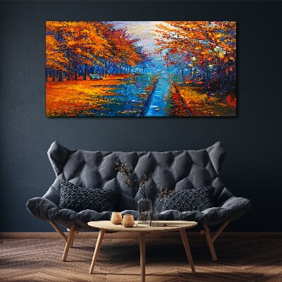 Golden autumn over the calm water Canvas print
